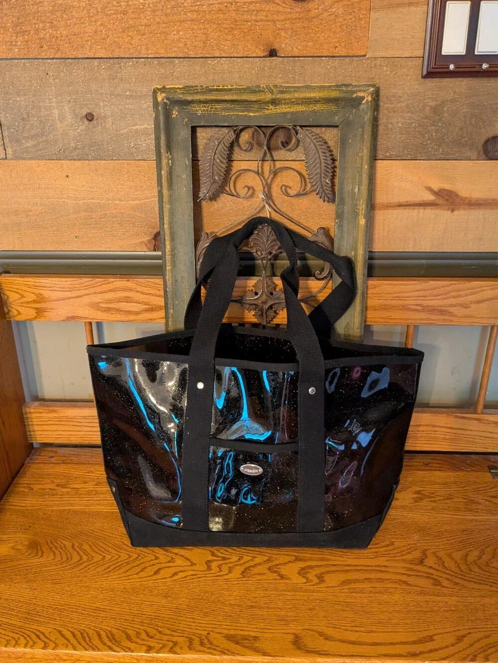Coach Fragrance Black Glitter Transparent Tote Bag